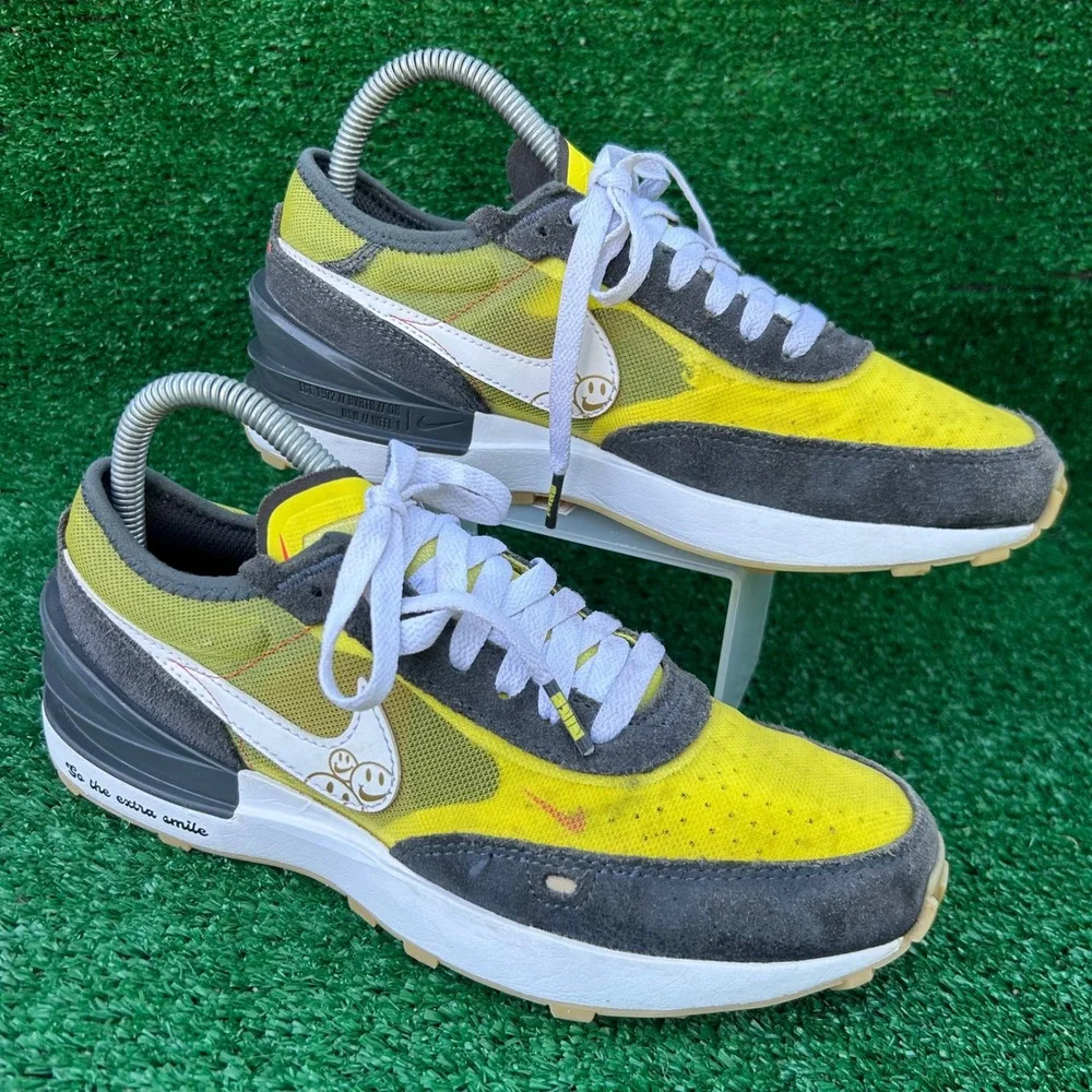 Nike Waffle One‎ GS Go The Extra Smile Yellow Grey Sneakers DO5868-700 Size 5Y